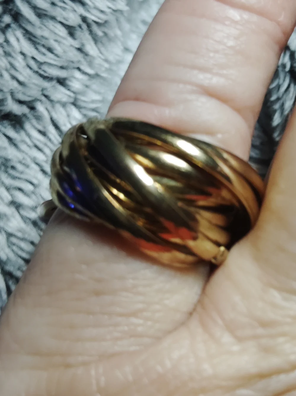 Polished Puzzle Ring, Gold-Tone Twisted Multi-Band. Size 7